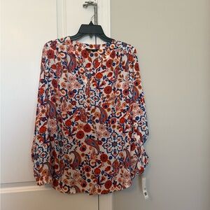 Zac & Rachel Floral Blouse - Red and Blue